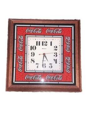 Vintage Hanover Quartz Coca-Cola Wall Clock, 14.5" x 14.5" Wood Frame